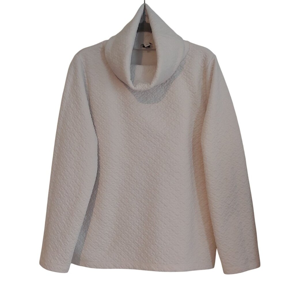J. Crew Quilted  Snowflake Pullover Tunic Cowl Neck Ivory Holiday Soft L